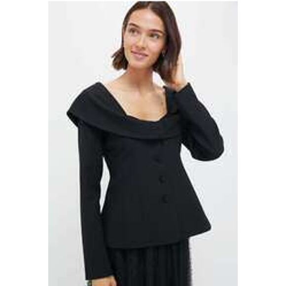 Tuckernuck Black Monroe Top Long Sleeves Button Front Work or Evening Party, S - Picture 4 of 12